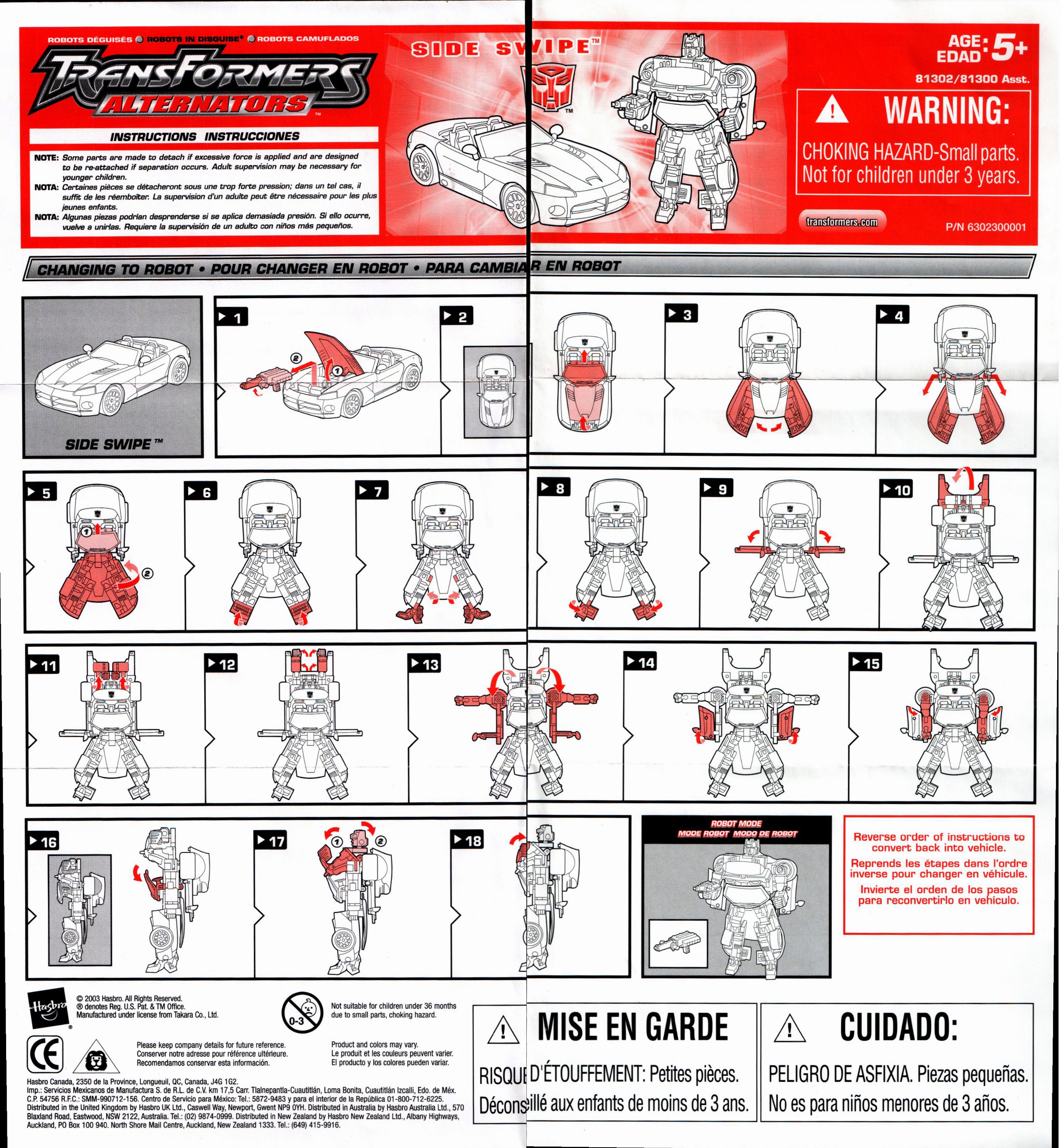 1:24 Scale Side Swipe (2) (Transformers, Alternators, Autobot